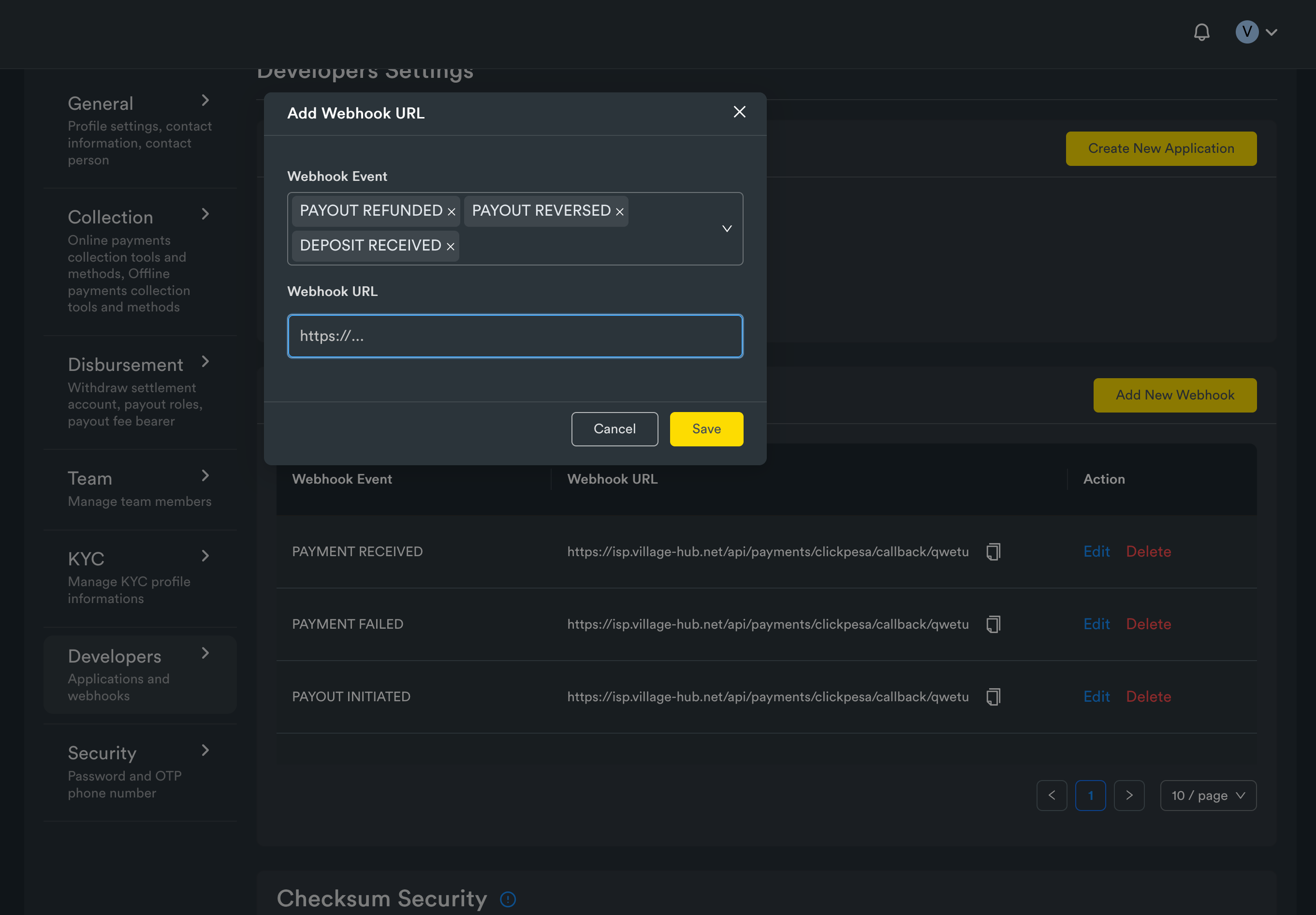 Add Webhook URL